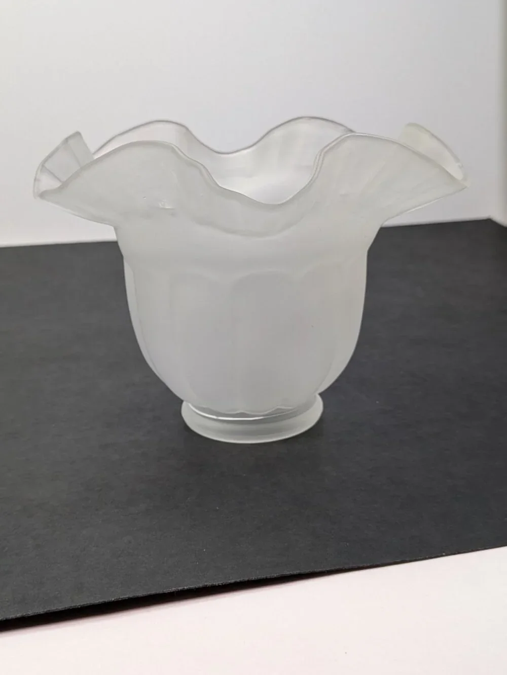 Frosted Glass Tulip Light Shade Replacement Ruffled Fluted Edge DIY craft proj.